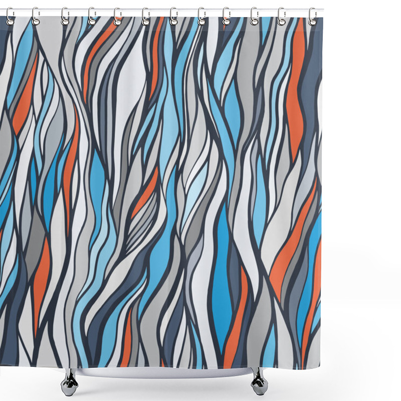 Personality  Seamless Pattern With Doodle Waves Ornament Shower Curtains