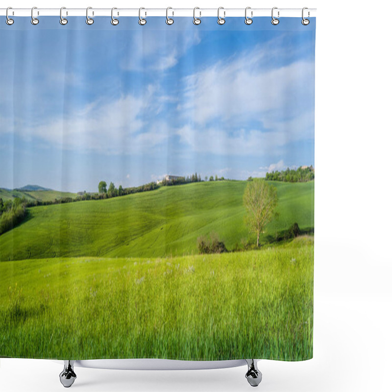 Personality  Rural Field View Of Toscano Province Shower Curtains