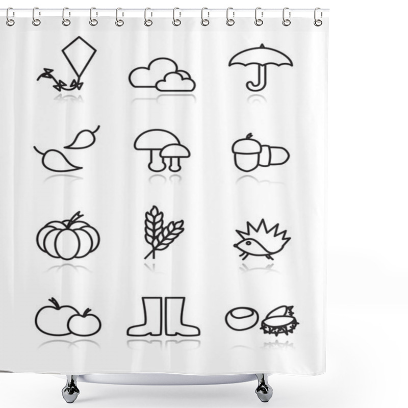 Personality  Autumn Vector Icons Black Shower Curtains