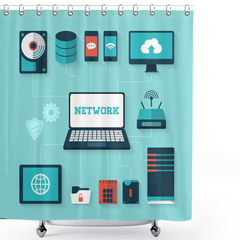 Personality  Illustration Of Computer Network Concept Shower Curtains