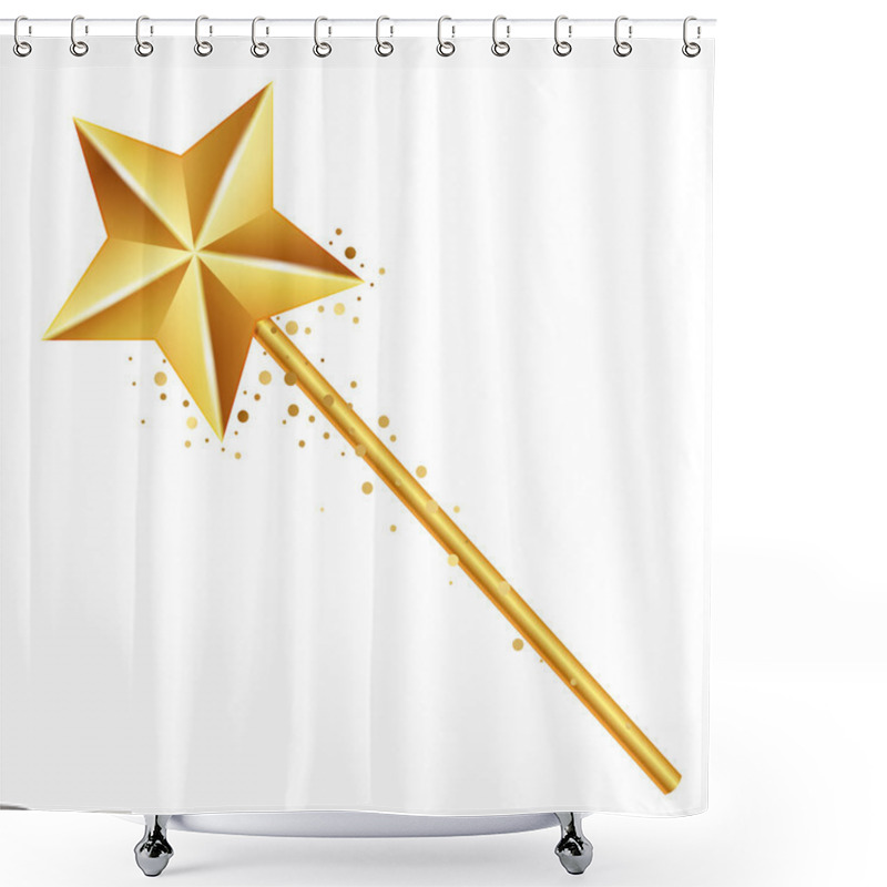 Personality  Vector Illustration Of Golden Magic Wand Shower Curtains