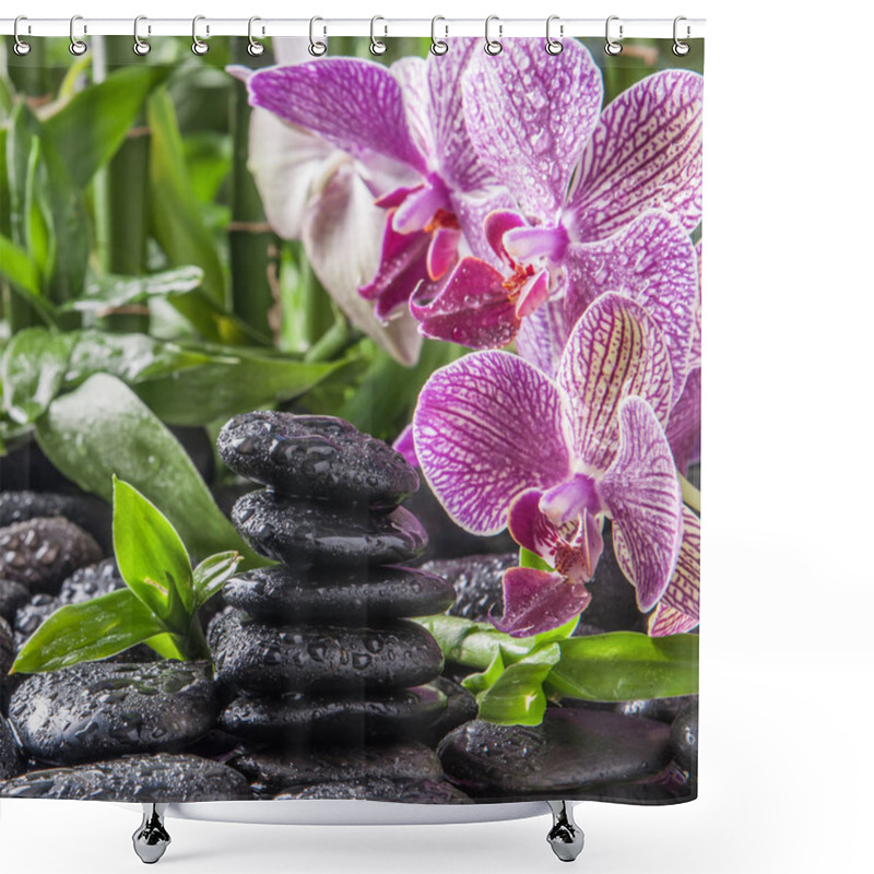 Personality  Zen Basalt Stones ,orchid And Bamboo Shower Curtains