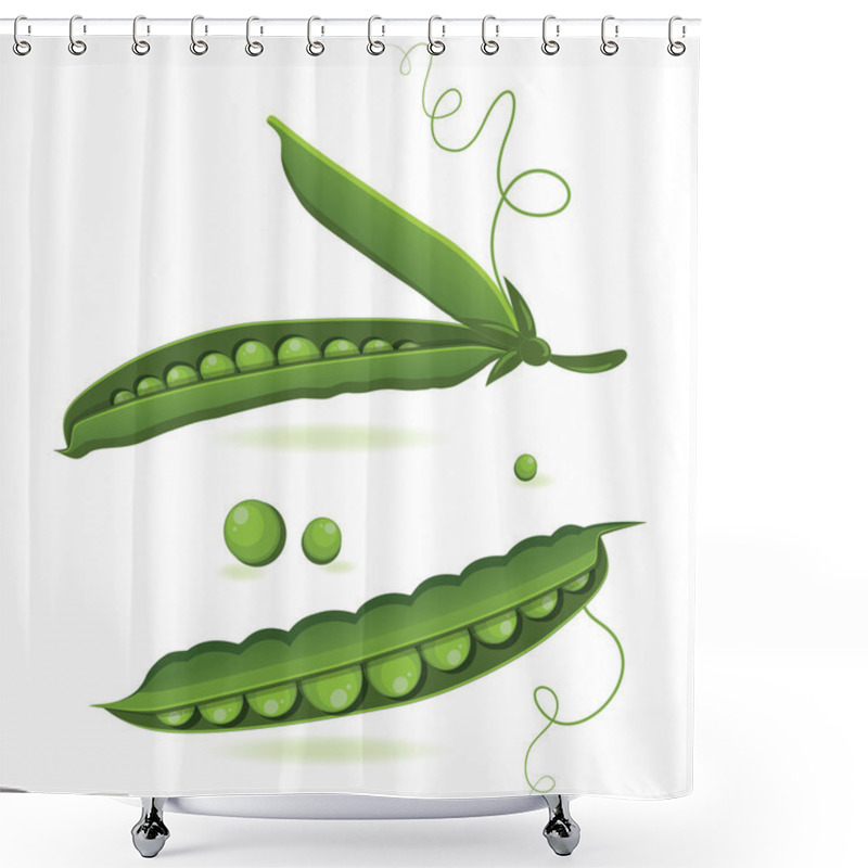 Personality  Pea Pods Of Green Peas Isolated Vector Illustration Shower Curtains