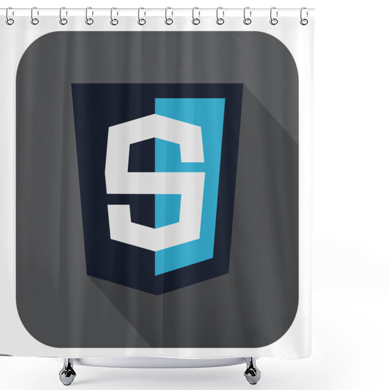 Personality  Vector Illustration Of Dark Blue Shield With S Letter On The Scr Shower Curtains