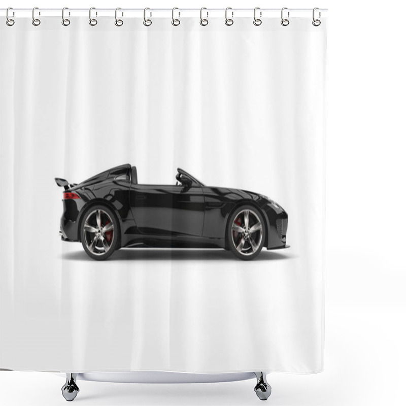 Personality  Super Fast Modern Black Convertible Sports Car - Side View Shower Curtains