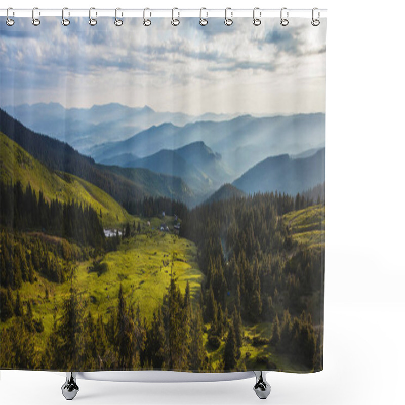 Personality  Beautiful Sunrise In The Carpathian Mountains. Landscape Photography Shower Curtains