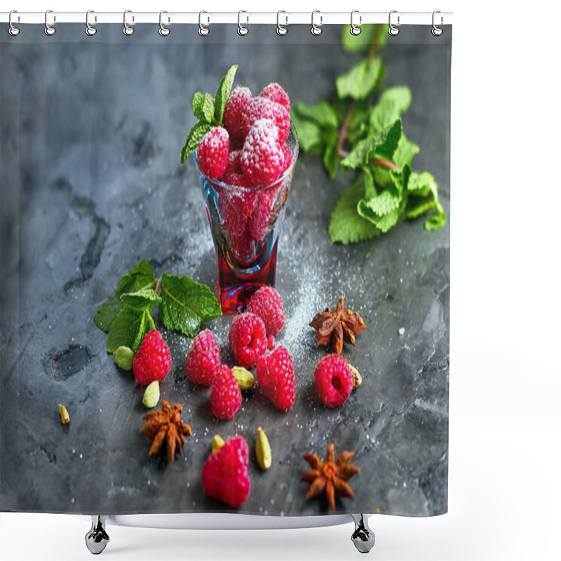 Personality  Raspberries Scattered On The Table Shower Curtains