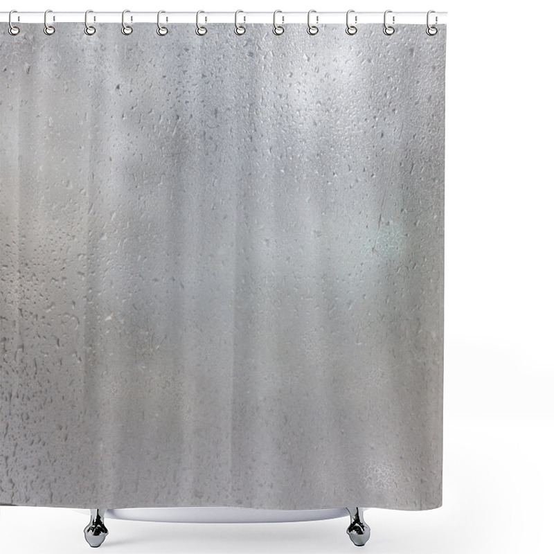 Personality  Frozen Drops On Frosted Glass. Winter Textured Background. Shower Curtains