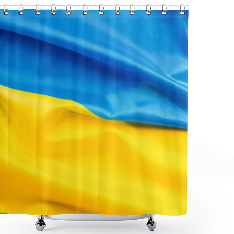 Personality  Close Up Of Ukrainian Flag. Ukraine Conflict  Shower Curtains