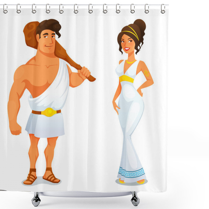 Personality  Ancient Hero Hercules And A Beautiful Greek Girl Shower Curtains