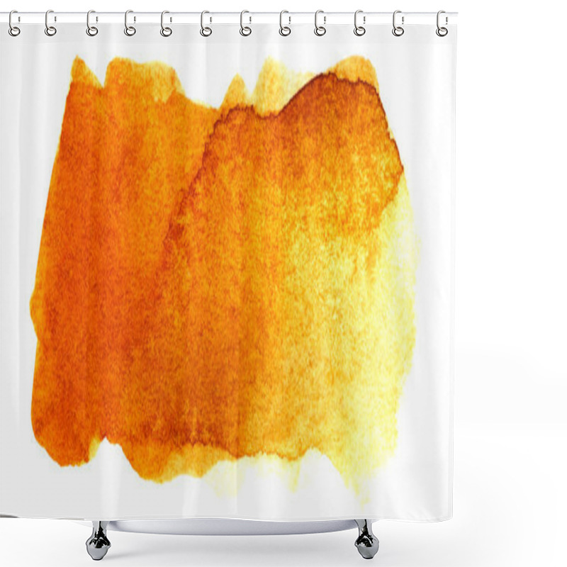 Personality  Abstract Headline Background. A Shapeless Oblong Spot Of Golden Orange Yellow Color. Gradient From Dark To Light. Hand Drawn Watercolor Illustration On Texture Paper. Isolate On White Shower Curtains