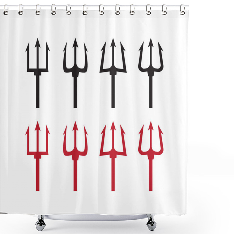 Personality  Trident Silhouette Pitchfork Weapon. Devil Trident Vector Illustration Shower Curtains