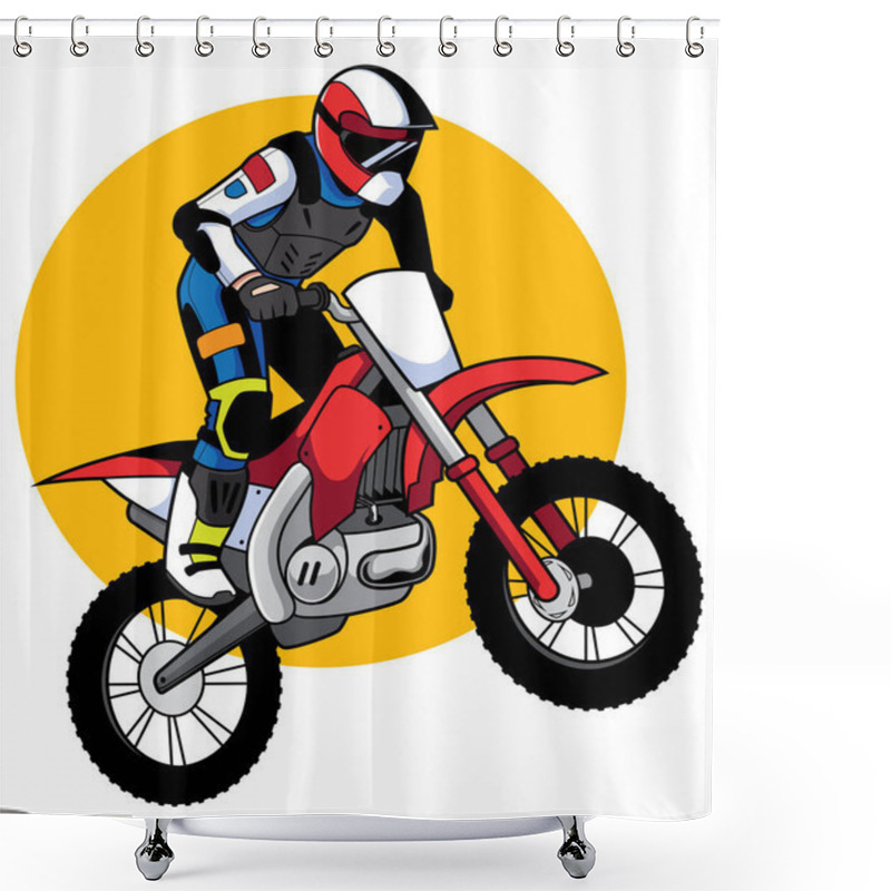 Personality  Motocross Racer Mascot Shower Curtains