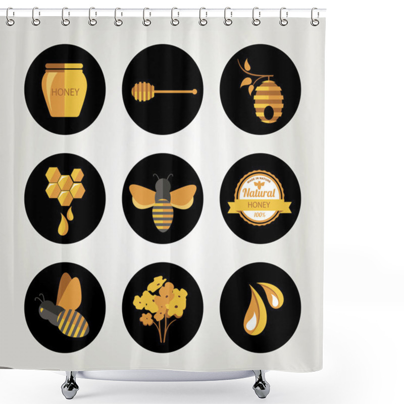 Personality  Set Honey Badges And Labels Shower Curtains