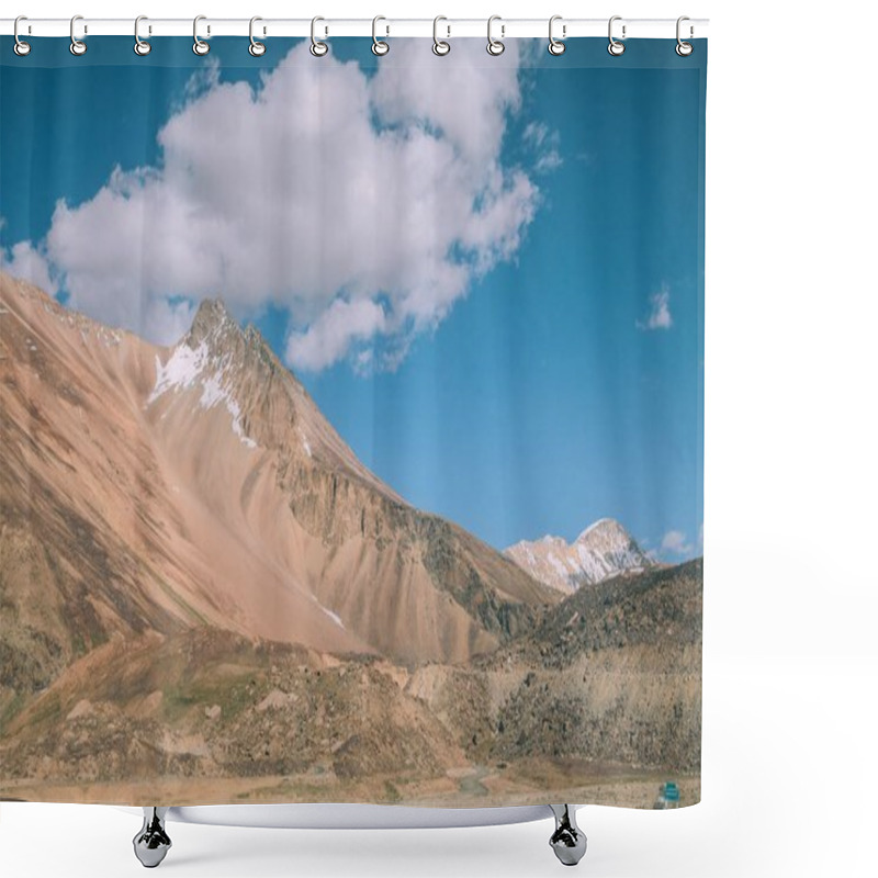 Personality  Beautiful Mountain Landscape And Blue Sky With Clouds In Indian Himalayas, Ladakh Region Shower Curtains