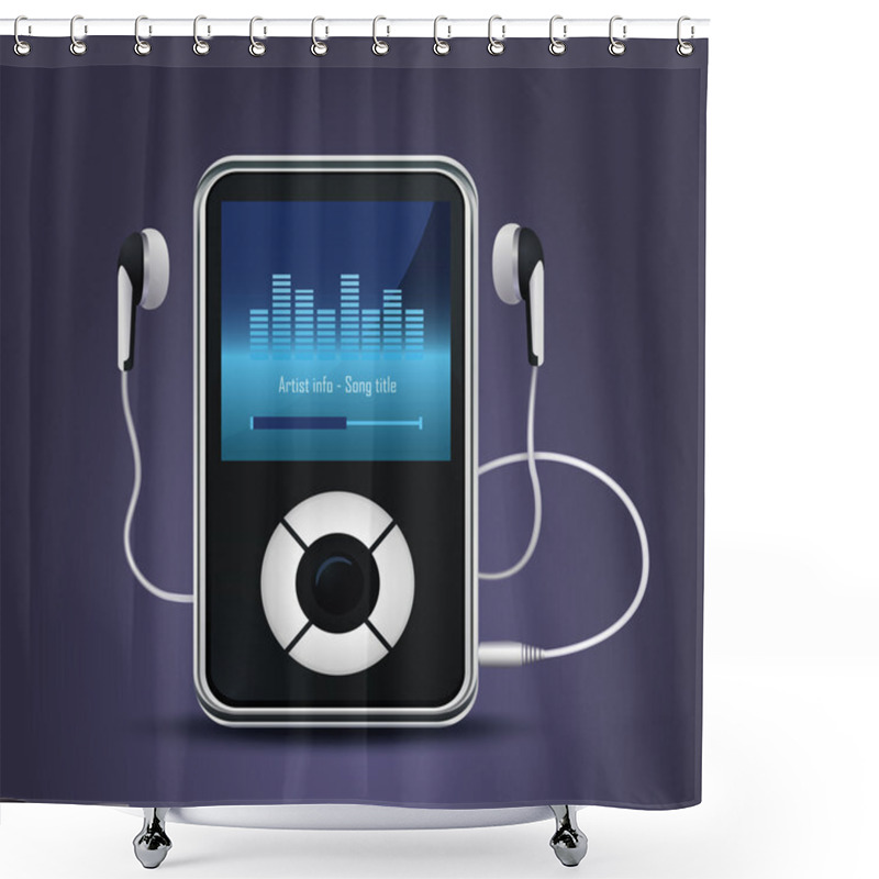 Personality  Modern Mp3 Player With Earphones Shower Curtains