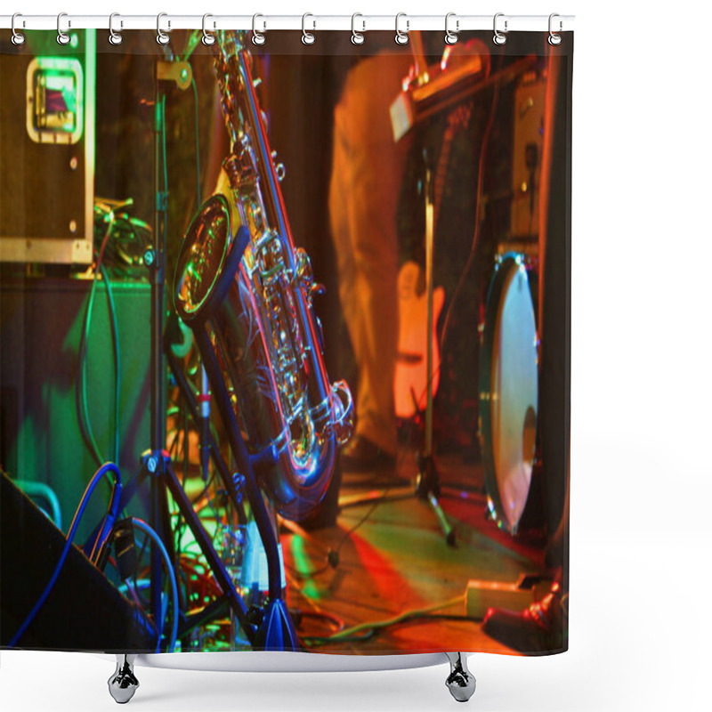 Personality  Saxophone Jazz Musical Instrument Shower Curtains