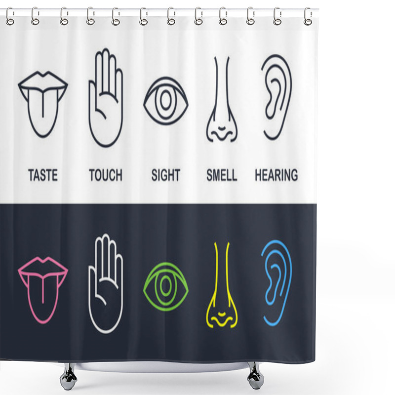 Personality  Human Body Senses Line Vector Line Icons Shower Curtains