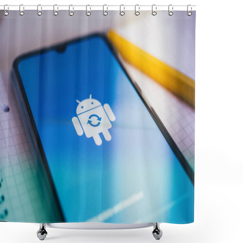 Personality  Smartphone With Which The Operating System Is Updated Shower Curtains