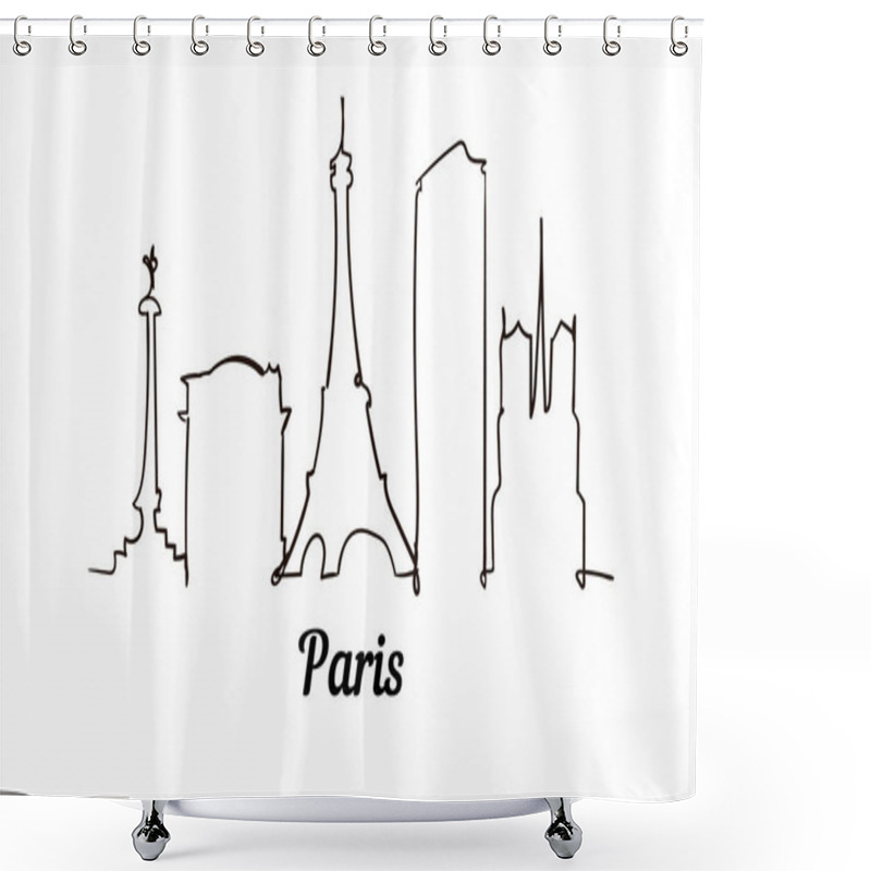 Personality  One Line Style Paris Sketch Illustration. Shower Curtains