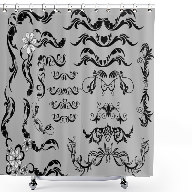 Personality  Lovely Decorative Flourish Elements Shower Curtains