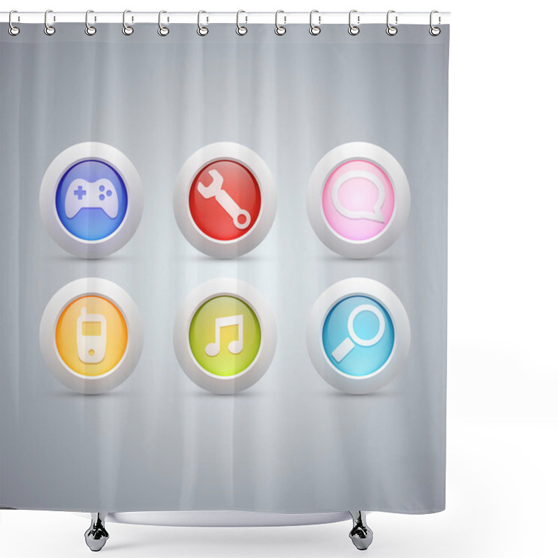 Personality  Buttons Set, Vector Design Shower Curtains