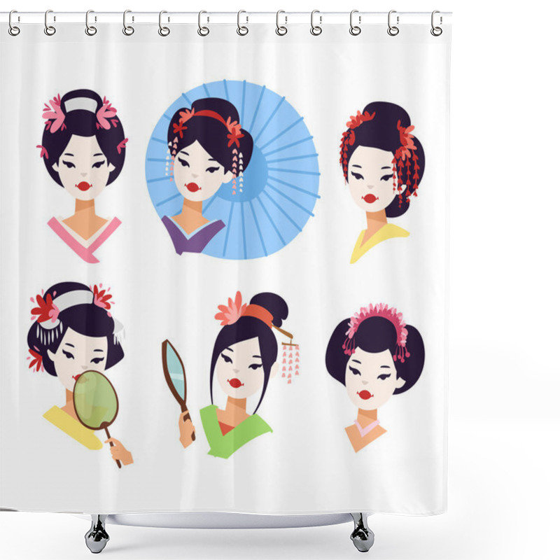 Personality  Vector Japanese Geisha Girl Shower Curtains