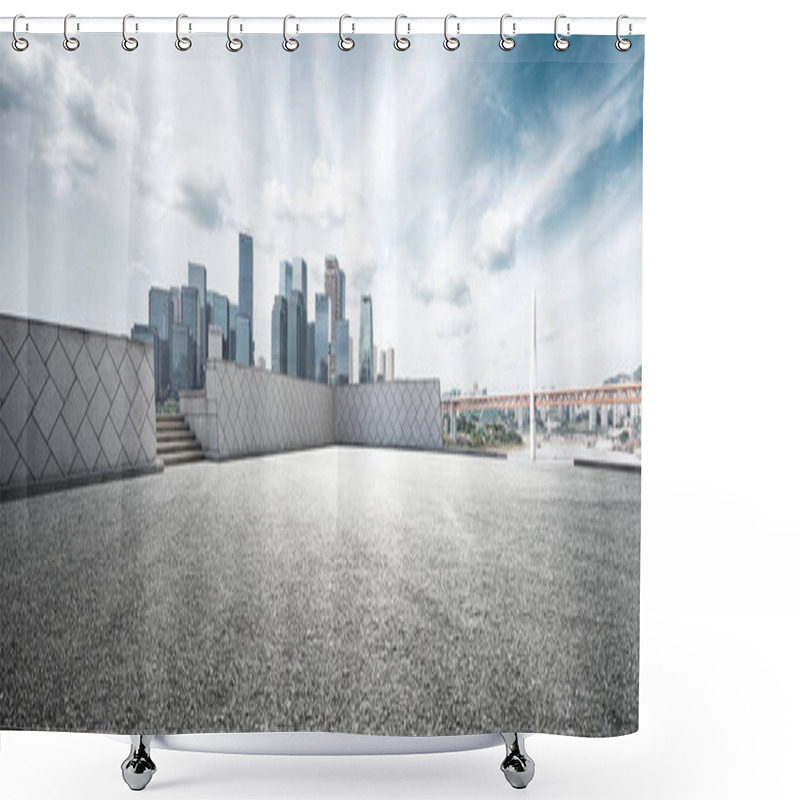 Personality  Empty Road And Modern City Shower Curtains