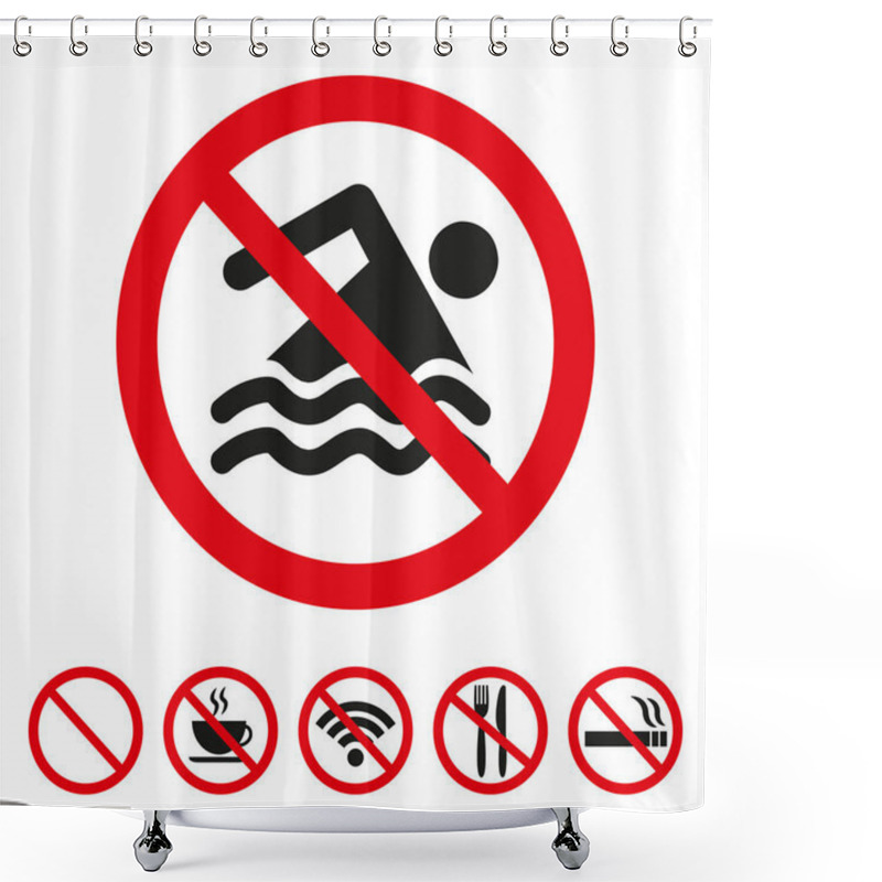 Personality  No Swimming Sign On White Background. Vector Illustration Shower Curtains