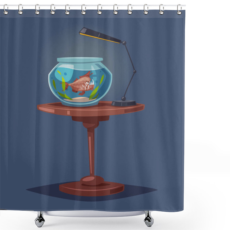 Personality  Aquarium With Clear Water. Cartoon Vector Illustration Shower Curtains