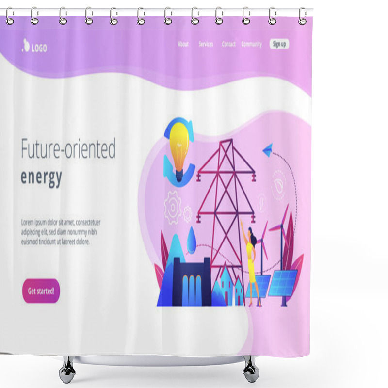 Personality  Sustainable Energy Concept Landing Page. Shower Curtains