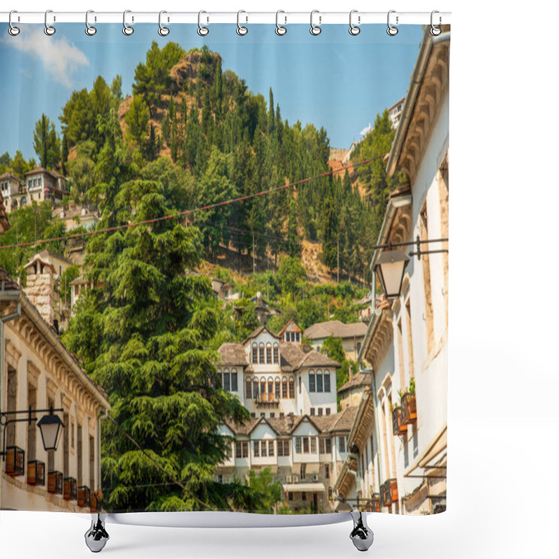 Personality  Towering Cedars And Ottoman-Era Houses In Gjirokaster, Albania Shower Curtains