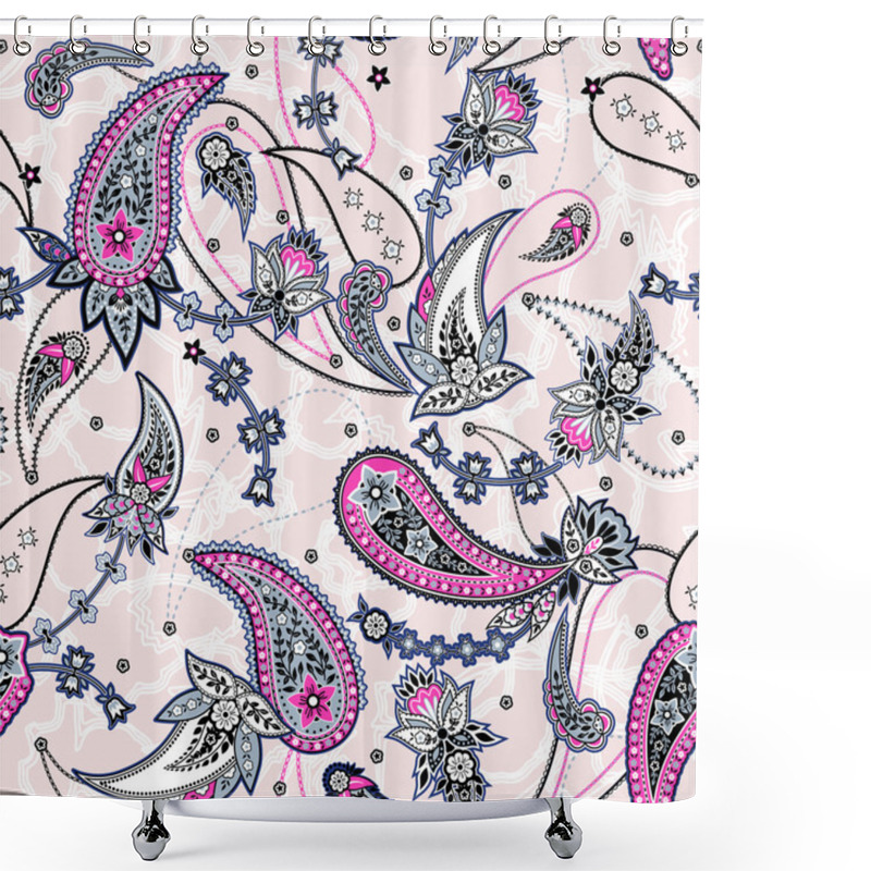 Personality  Vector Seamless Gentle Romantic Floral Paisley Pattern Shower Curtains