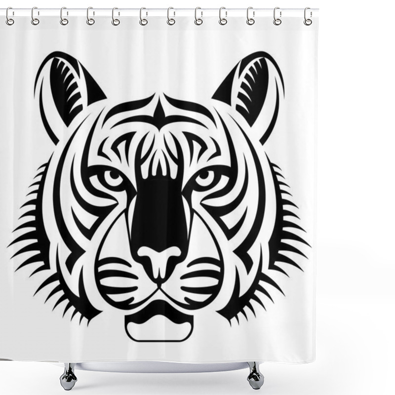 Personality  Realistic Tiger Face Looks Ahead Shower Curtains