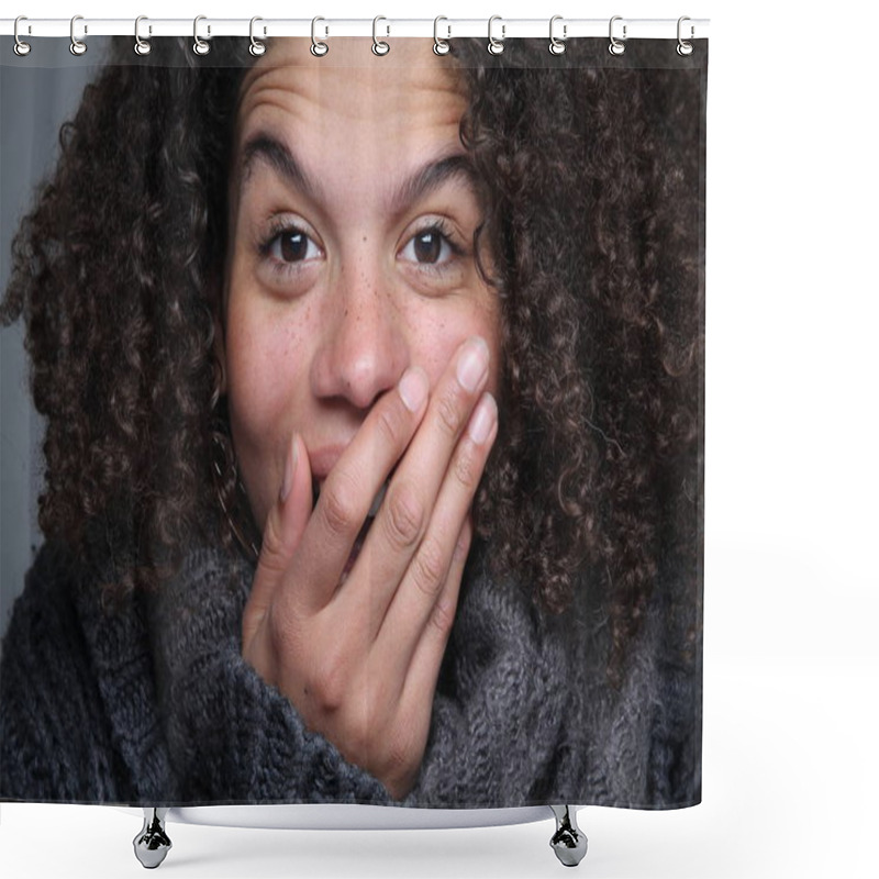 Personality  Portrait Of A Beautiful Happy Afro Woman Shower Curtains