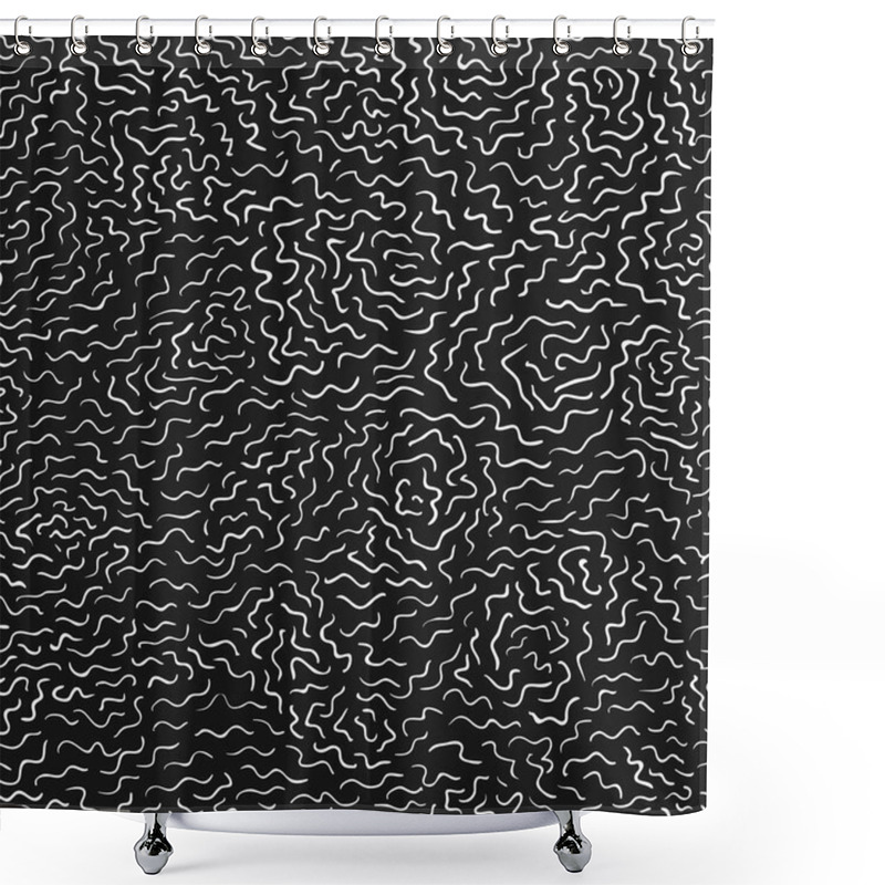 Personality  Pattern With White Curved Lines On Black  Shower Curtains