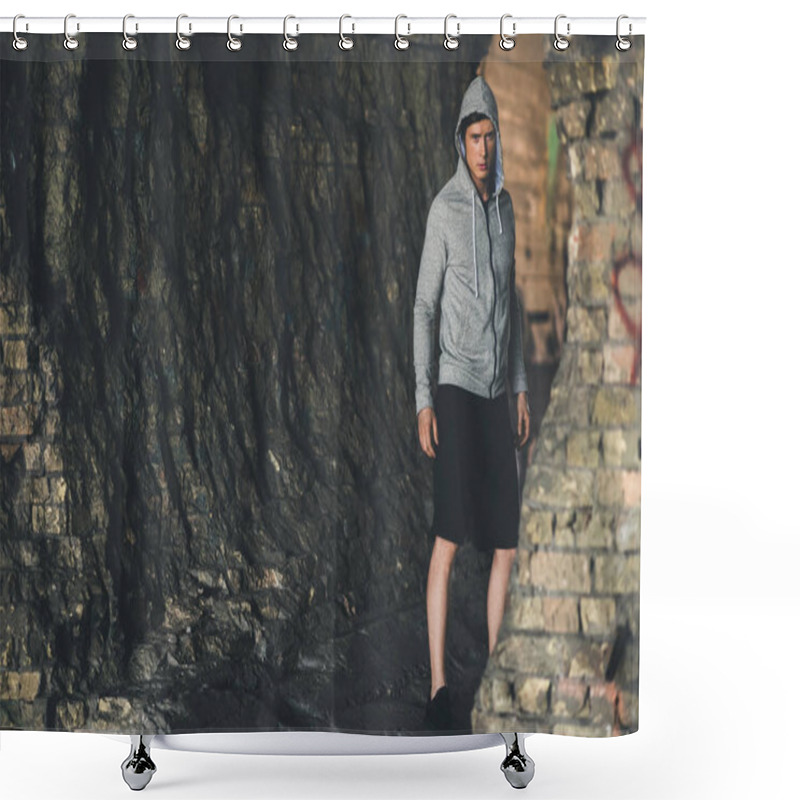 Personality  Young Man In Hoodie Shower Curtains