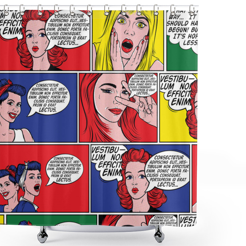 Personality  Retro Comic Book Background.  Shower Curtains