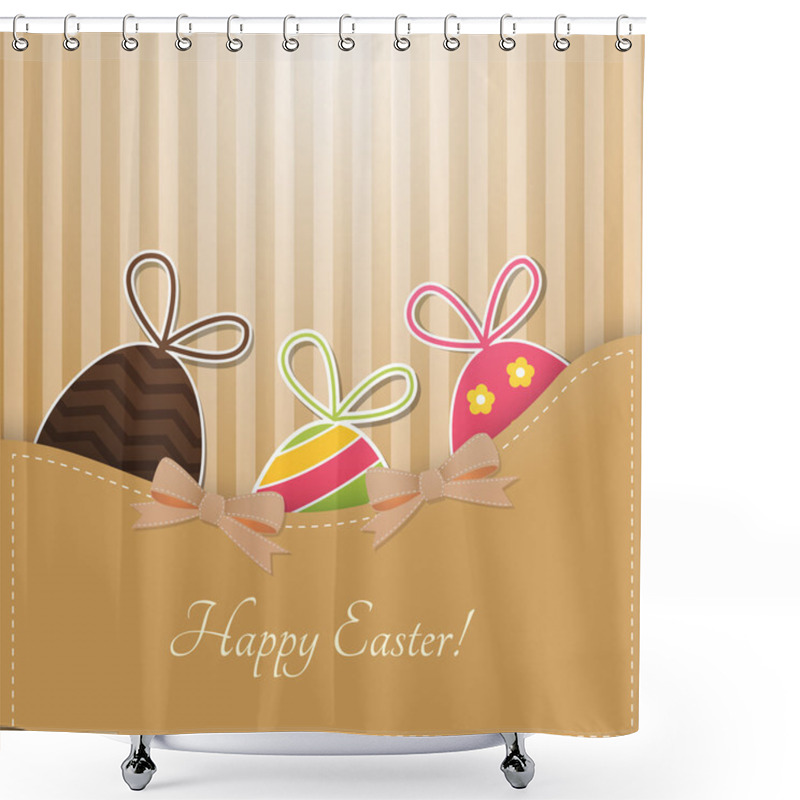 Personality  Vector Greeting Card For Easter With Easter Eggs Shower Curtains