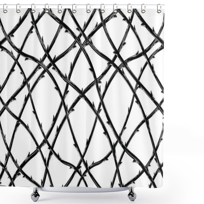 Personality  Blackthorn Branches With Thorns Stylish Background. Shower Curtains