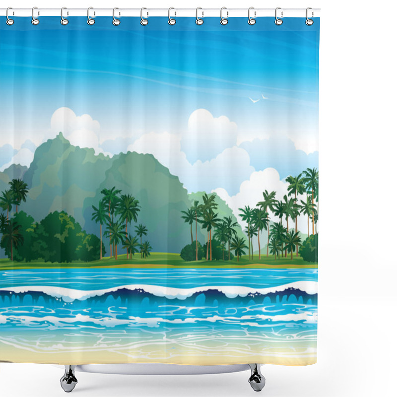 Personality  Tropical Landscape. Nature Vector. Shower Curtains