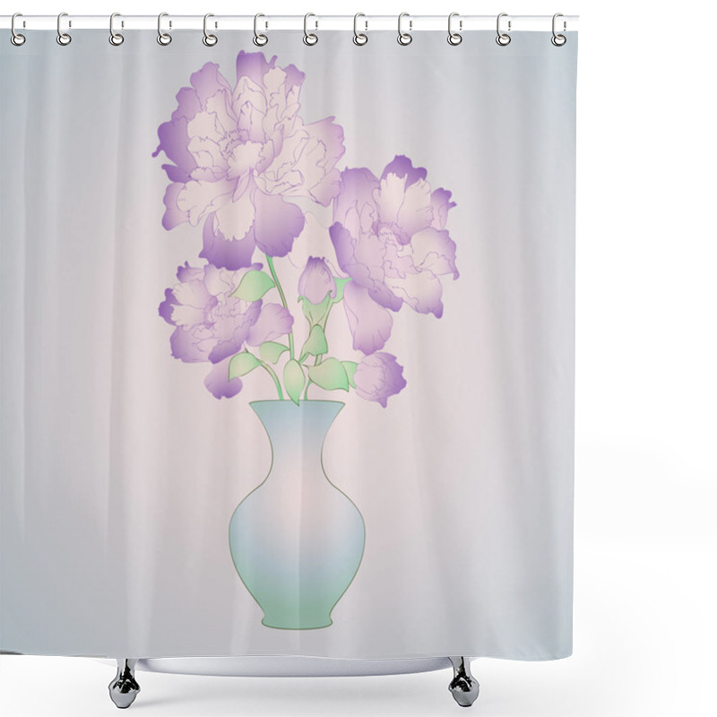 Personality  Purple Flowers In Vase. Vector Illustration. Shower Curtains