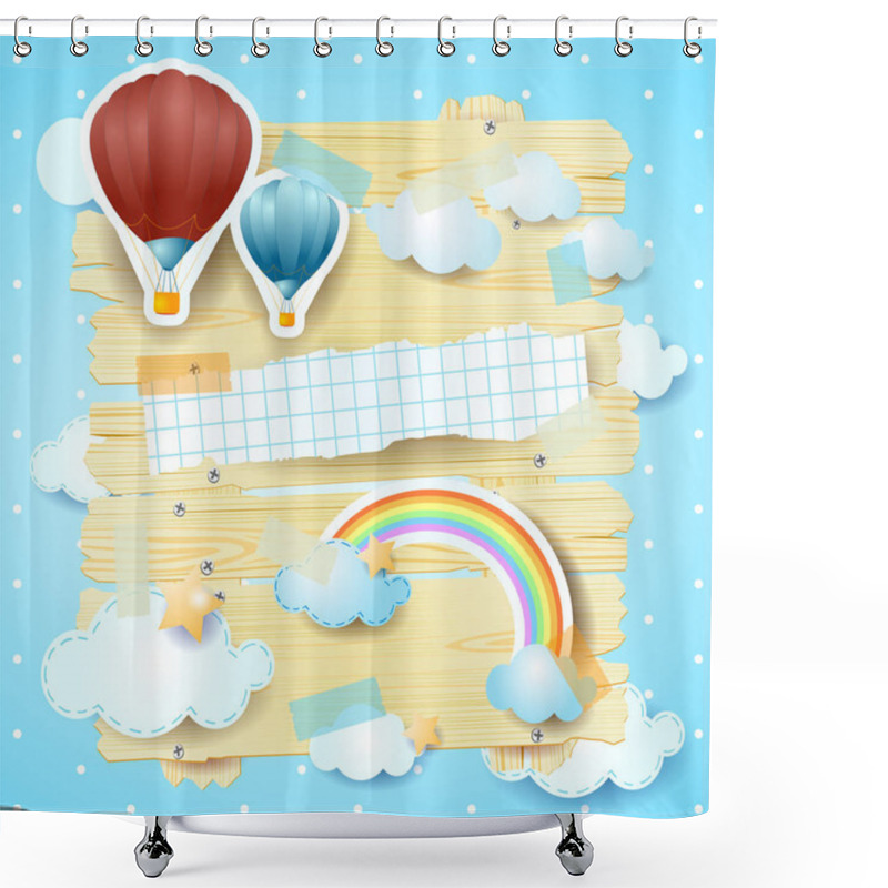 Personality  Fantasy Panel With Hot Air Balloons And Copy Space.  Shower Curtains