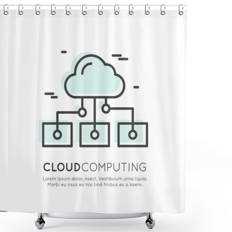 Personality  Logo Of Cloud Sync And Data Shower Curtains