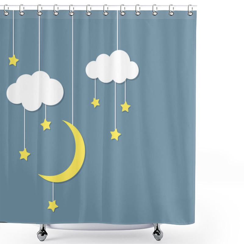 Personality  Night Background With New Moon Shower Curtains