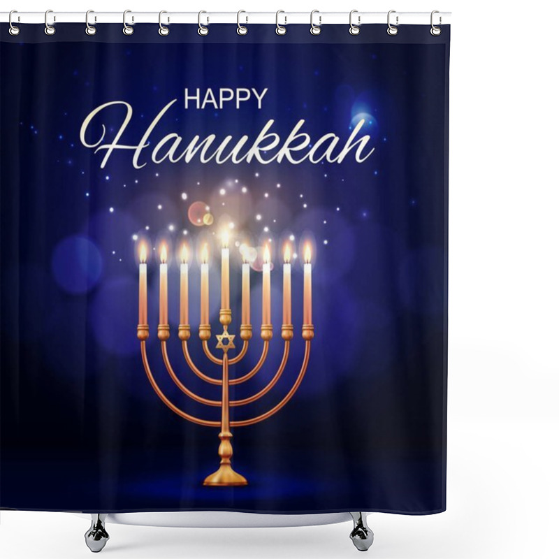 Personality  Hannukah Menorah With David Star. Jewish Religion Shower Curtains