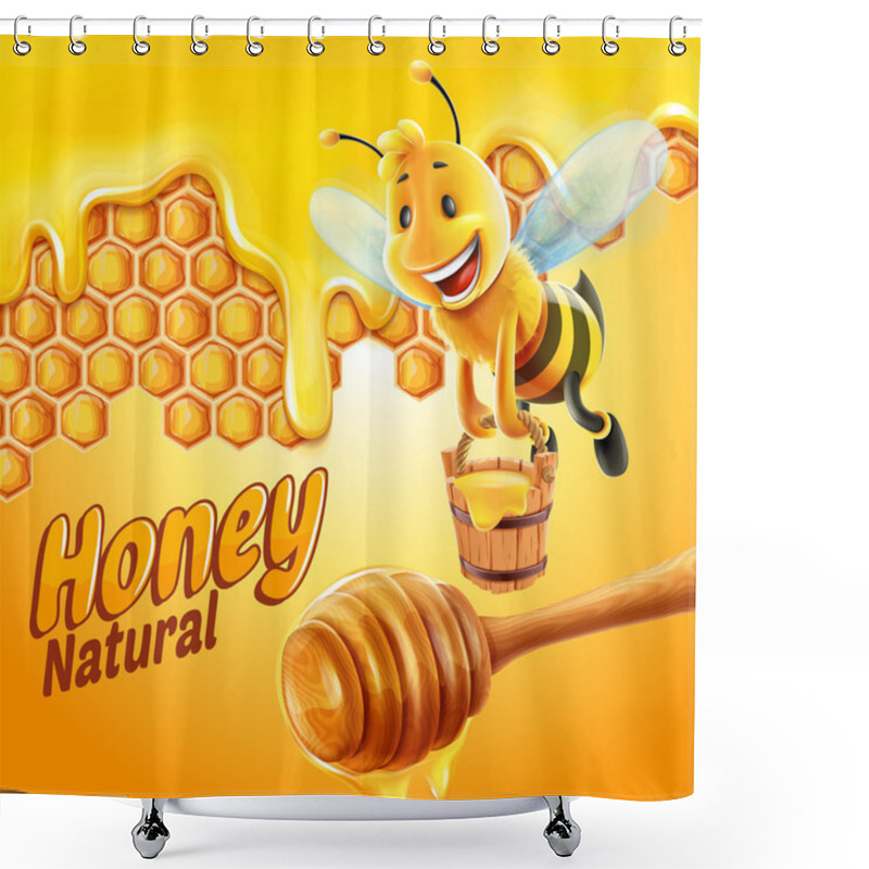 Personality  Natural Honey Bee  Llustration  Shower Curtains