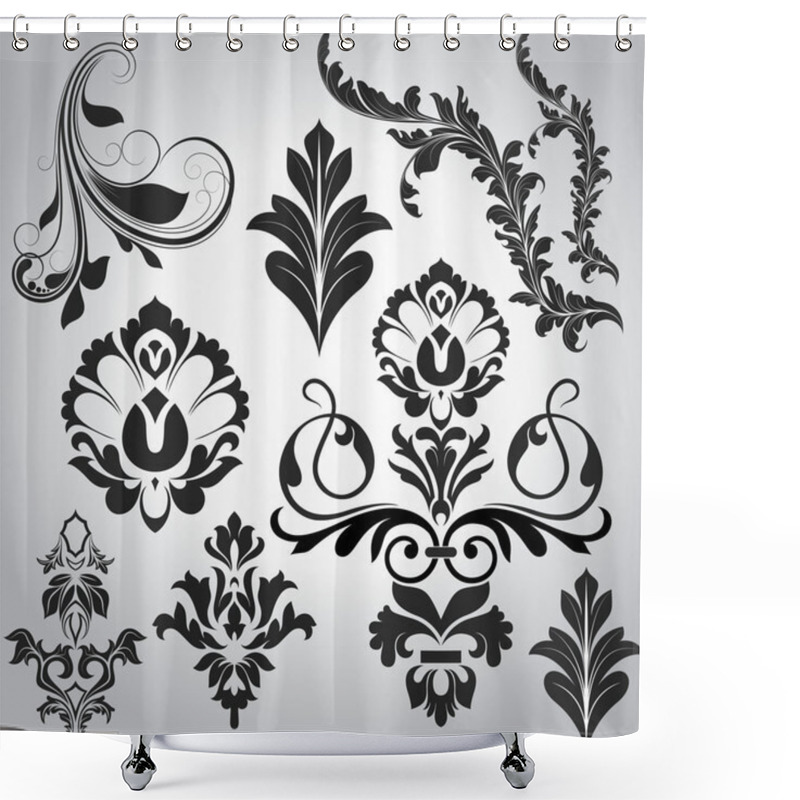 Personality  Festiv Swirl Floral Elements Shower Curtains