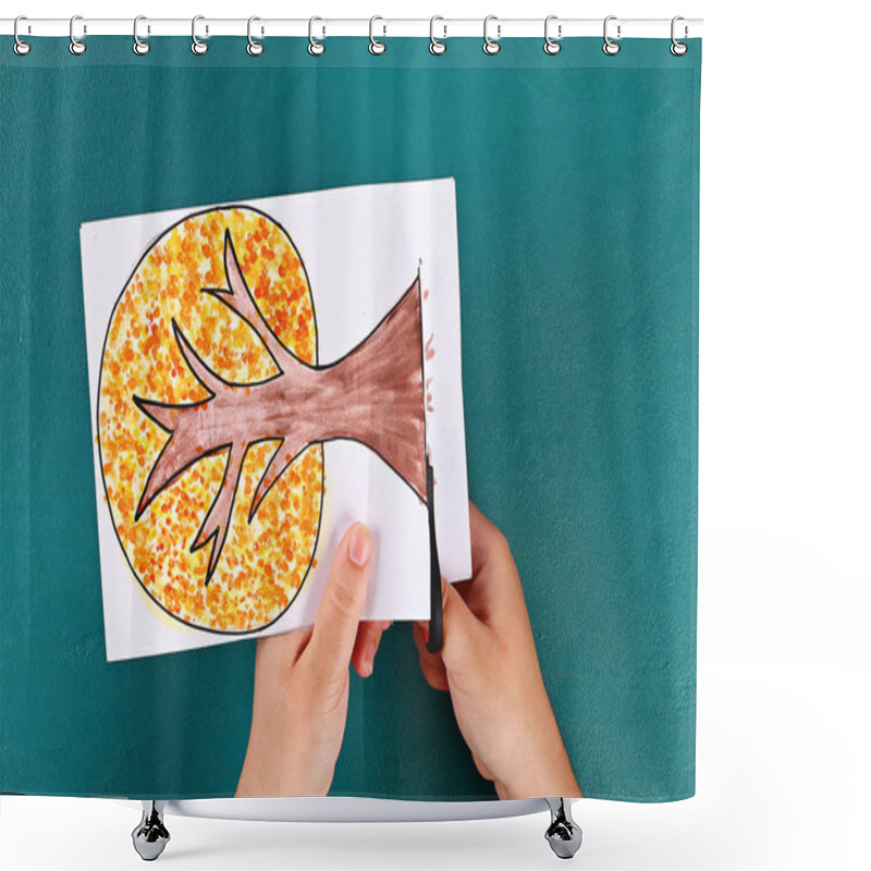 Personality  Diy Paper Tree Four Seasons Summer, Autumn, Winter, Spring. Tree 4 Season. Childrens Creativity Shower Curtains