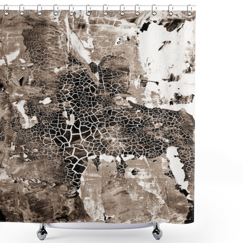 Personality  Grunge Abstract Textured Mixed Media Collage, Art Background Or Texture Shower Curtains